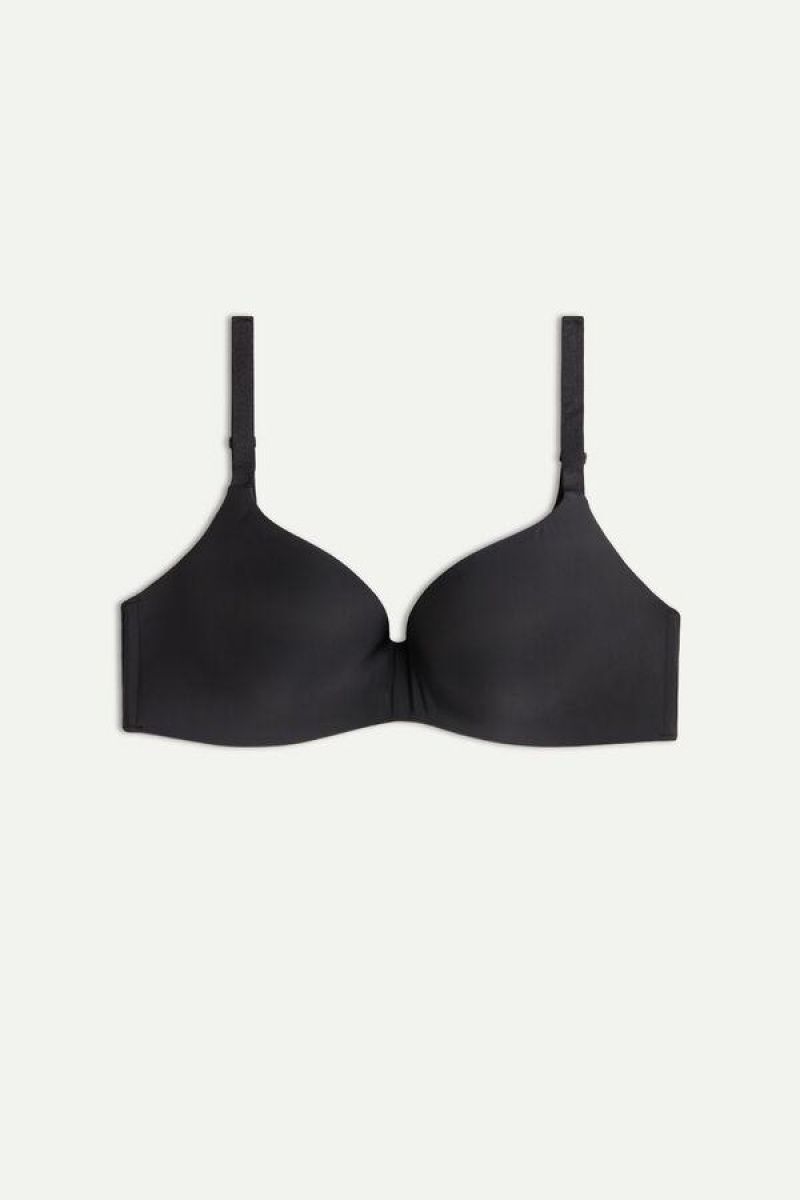 Intimissimi Adele Triangle in Ultralight Microfiber Women's Bras Black | USA 1422XFU