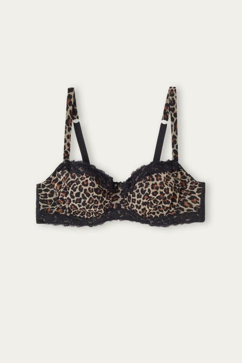 Intimissimi Animal Vibes Daniela Balconette Women's Bras Black | USA 1589YUK