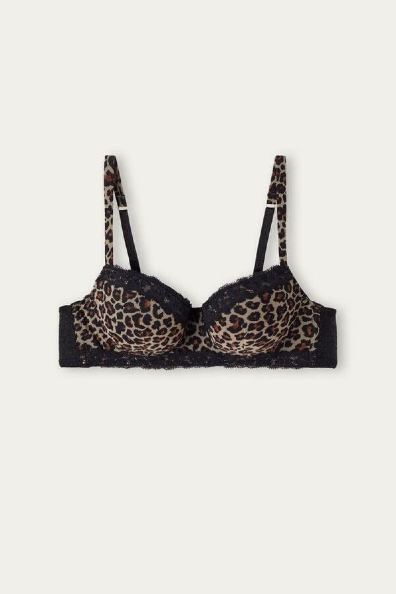 Intimissimi Animal Vibes Sofia Balconette Women's Bras Black | USA 1590UTL