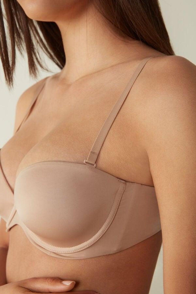 Intimissimi Anna Bandeau in Ultralight Microfiber Women's Bras Beige | USA 1099PQC