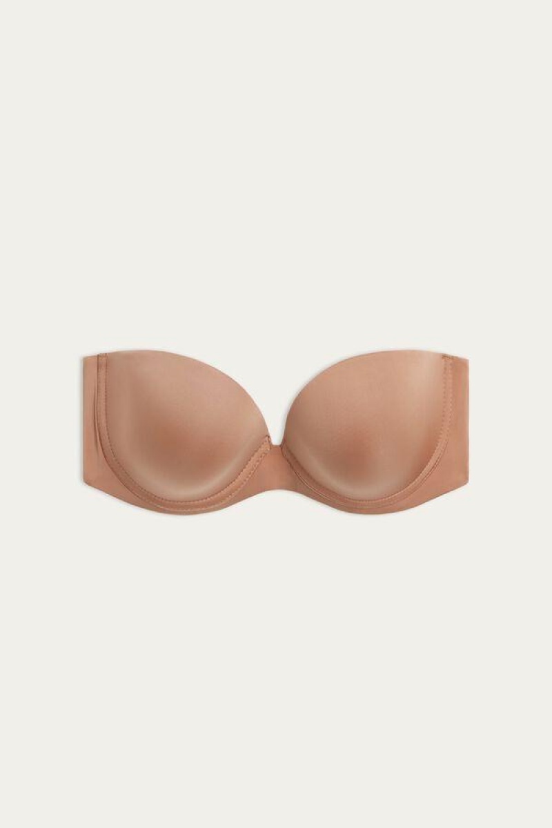 Intimissimi Anna Bandeau in Ultralight Microfiber Women's Bras Beige | USA 1211KIR