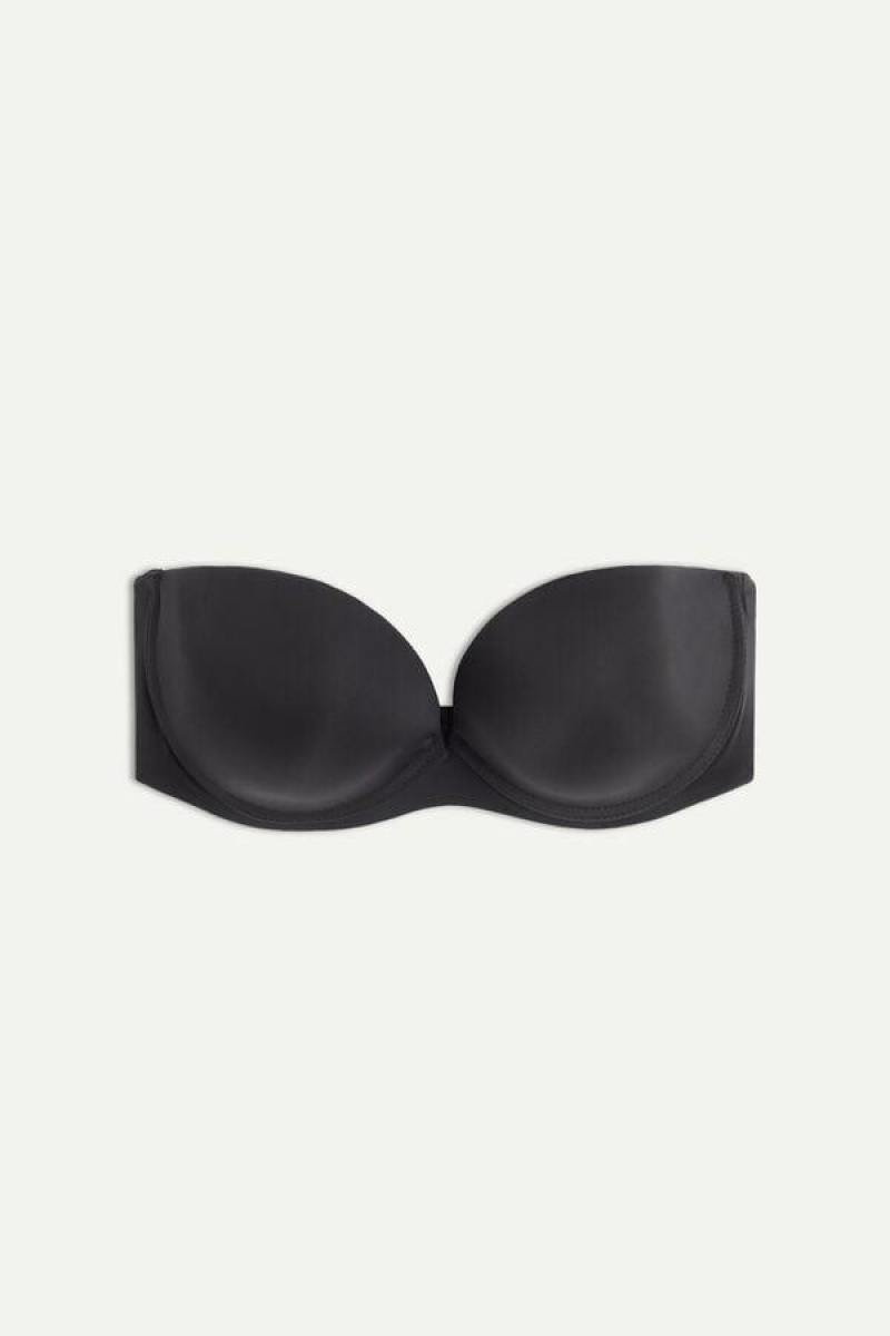 Intimissimi Anna Bandeau in Ultralight Microfiber Women's Bras Black | USA 1212LHT