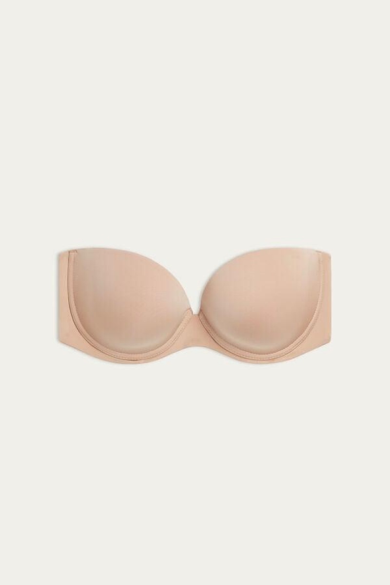 Intimissimi Anna Bandeau in Ultralight Microfiber Women's Bras Beige | USA 1215CEI