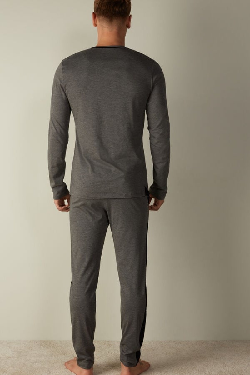 Intimissimi Basic Supima® Cotton Pant Set Men's Pajamas Deep Grey | USA 2918TVX