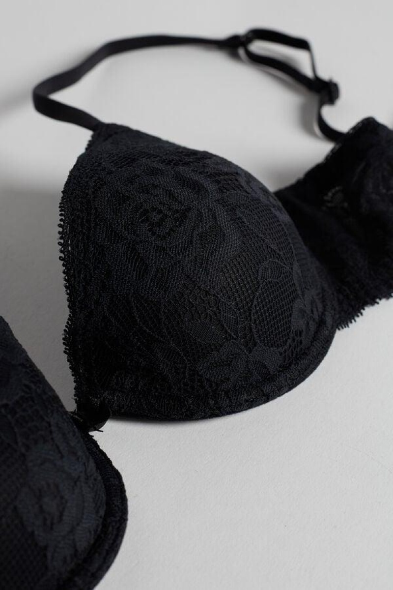 Intimissimi Bellissima Lace Push-Up Women's Bras Black | USA 1327RWH