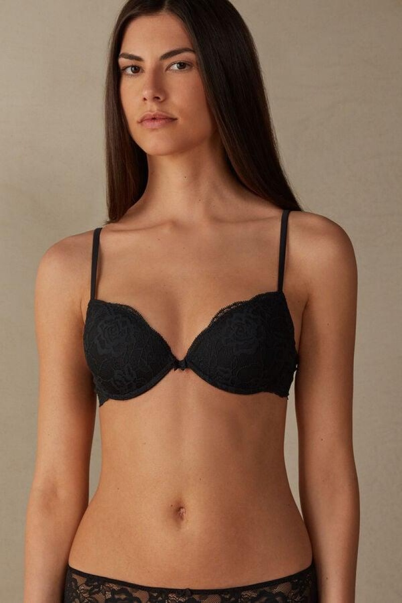 Intimissimi Bellissima Lace Push-Up Women\'s Bras Black | USA 1327RWH