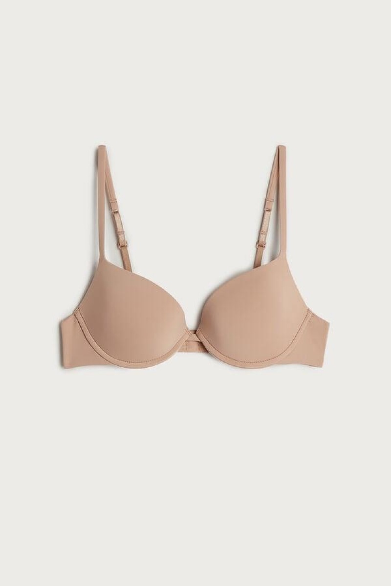 Intimissimi Bellissima Push-up in Microfiber Women's Bras Beige | USA 1346VDO