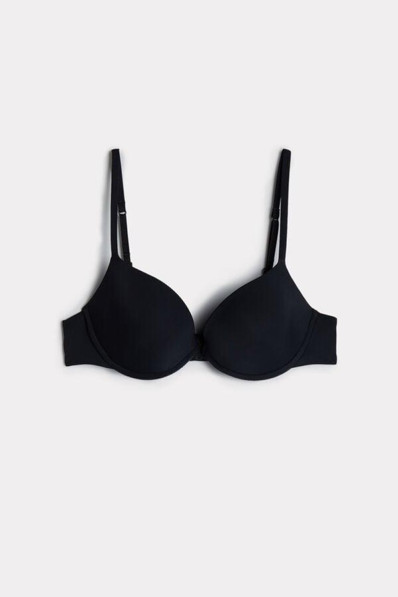 Intimissimi Bellissima Push-up in Microfiber Women's Bras Black | USA 1347BCP