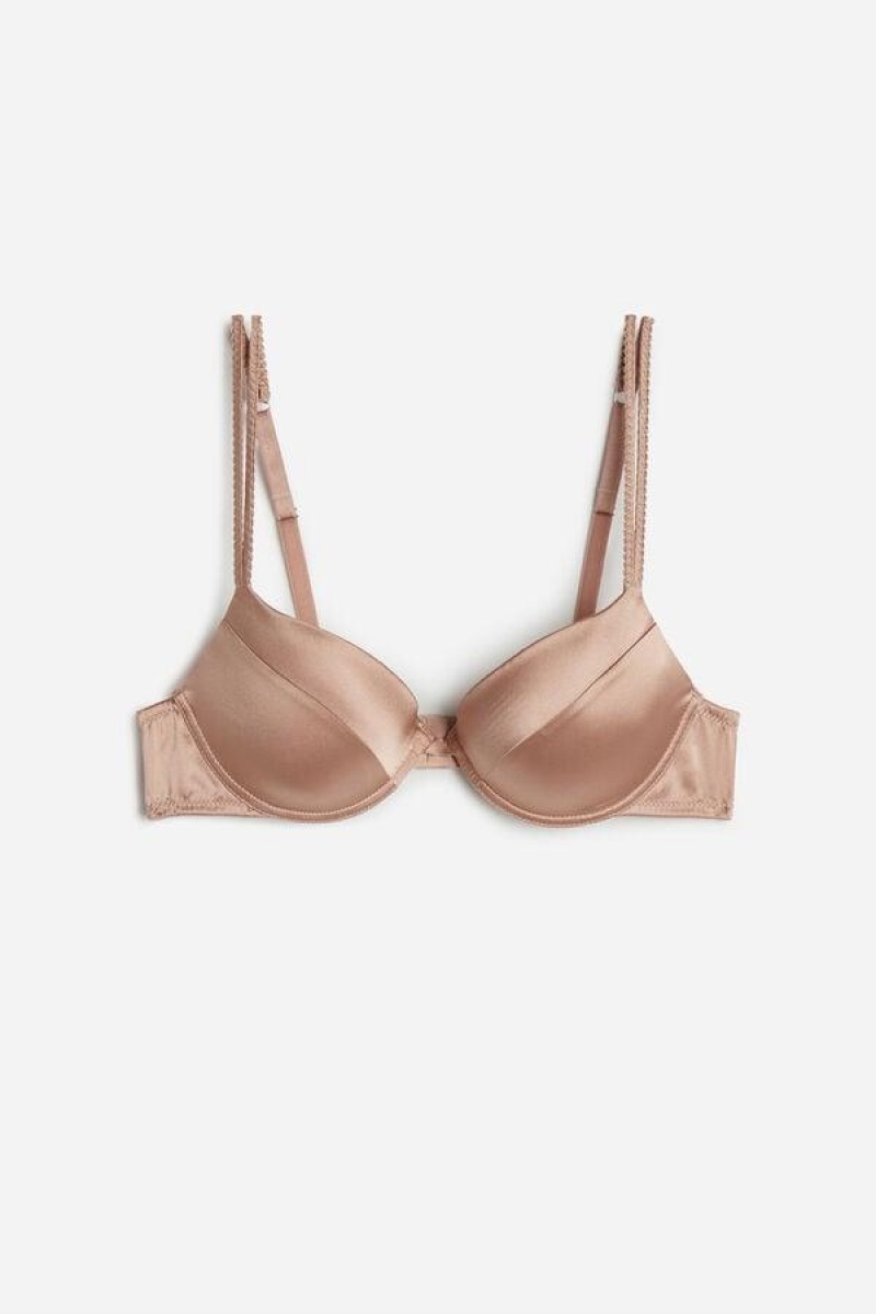 Intimissimi Bellissima Silk Push-Up Women's Bras Pink | USA 1334APV