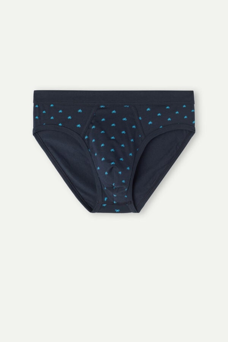 Intimissimi Bicycle in Stretch Supima® Cotton Men's Briefs Blue | USA 2720IST