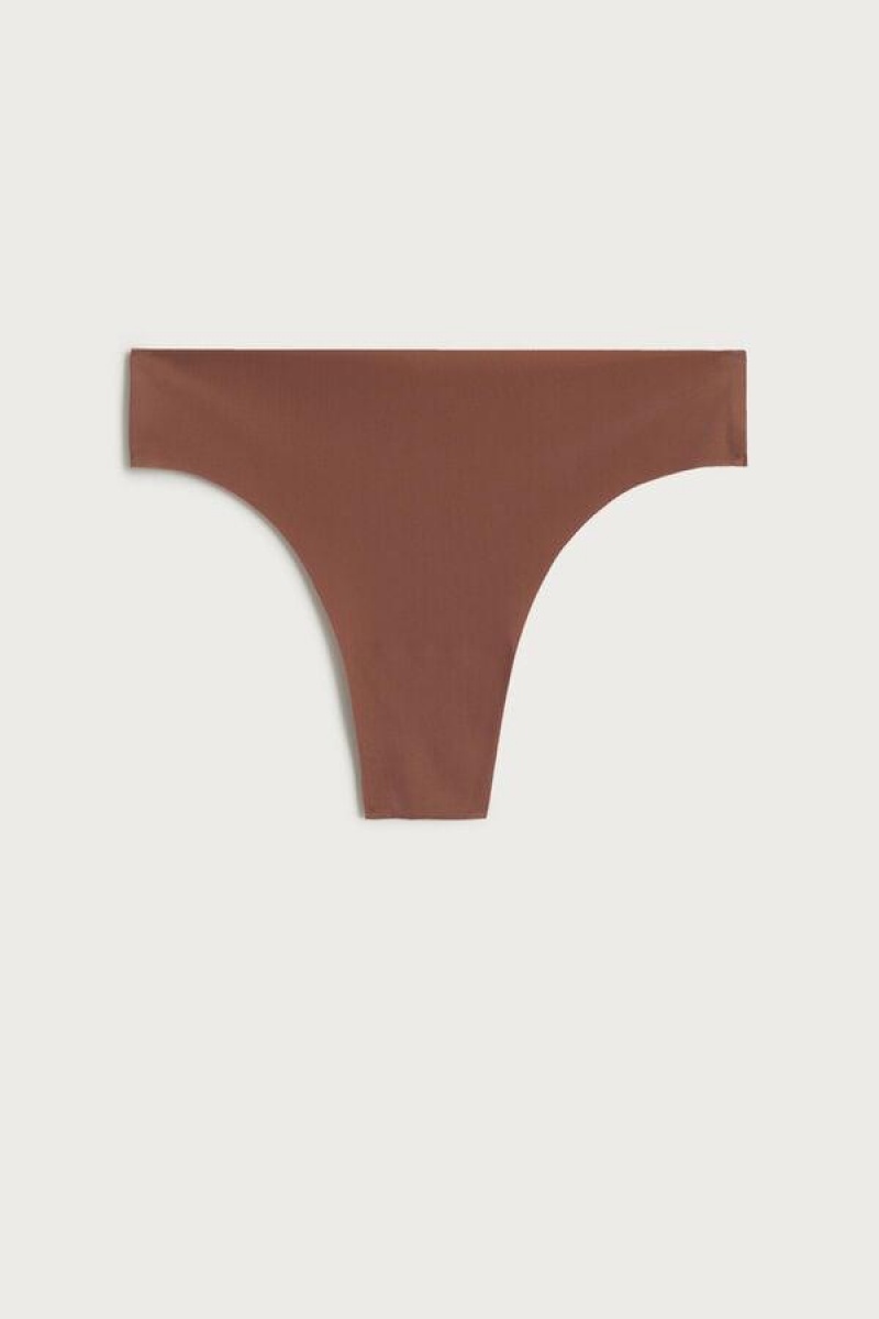 Intimissimi Brazilian in Seamless Ultra Light Microfiber Women's Panties Dark Beige | USA 2547DNF