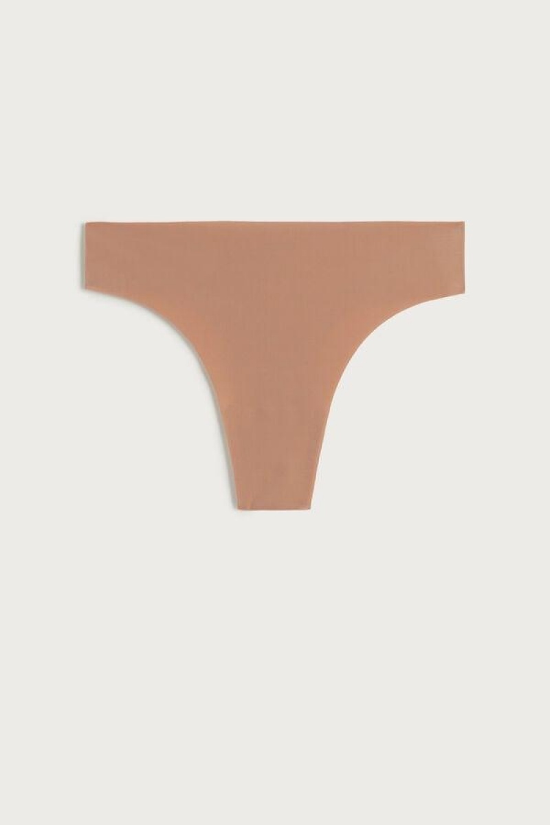 Intimissimi Brazilian in Seamless Ultra Light Microfiber Women's Panties Beige | USA 2548SOG