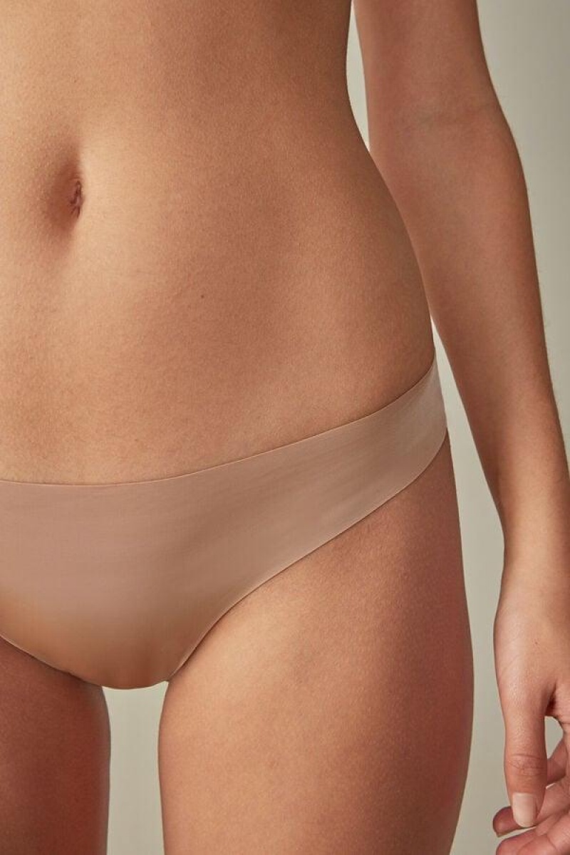 Intimissimi Brazilian in Seamless Ultra Light Microfiber Women's Panties Beige | USA 2558WYN