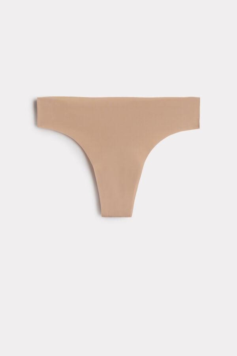 Intimissimi Brazilian in Seamless Ultra Light Microfiber Women's Panties Beige | USA 2558WYN