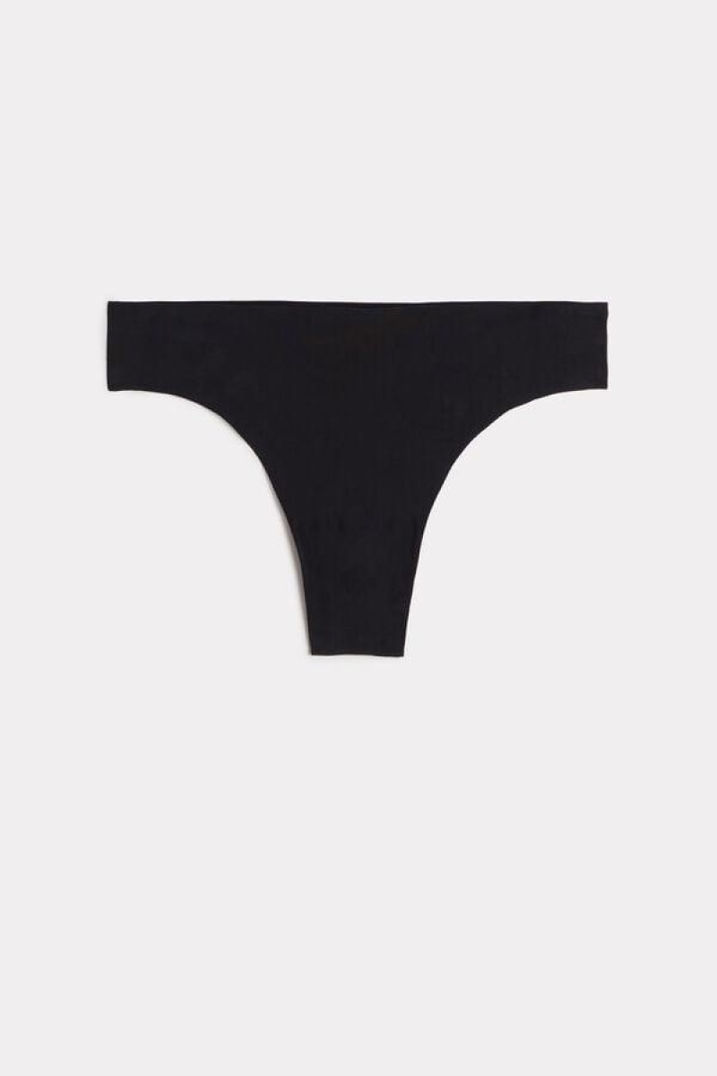 Intimissimi Brazilian in Seamless Ultra Light Microfiber Women's Panties Black | USA 2559QZM