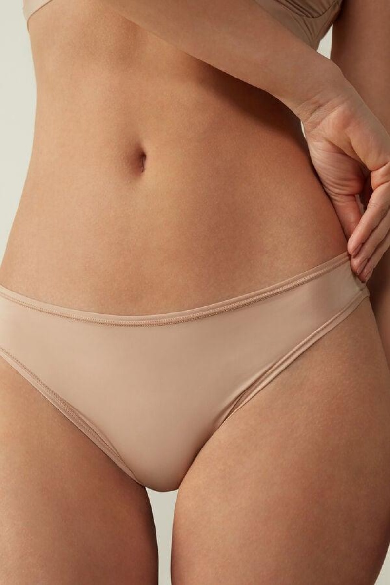 Intimissimi Brazilian in Ultralight Microfiber Women's Panties Beige | USA 2534MAQ