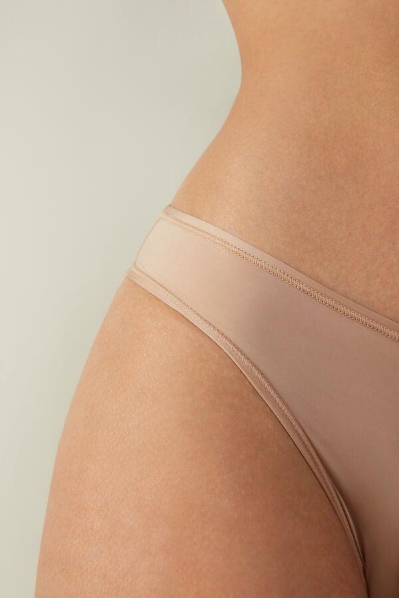 Intimissimi Brazilian in Ultralight Microfiber Women's Panties Beige | USA 2534MAQ