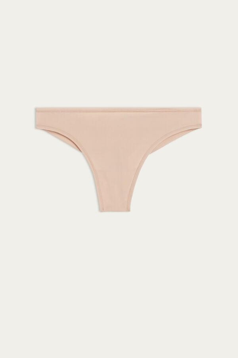 Intimissimi Brazilian in Ultralight Microfiber Women's Panties Beige | USA 2534MAQ