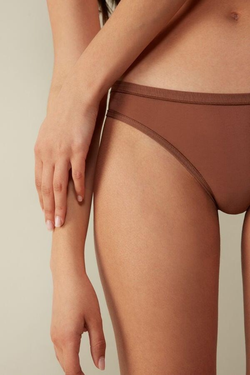 Intimissimi Brazilian in Ultralight Supima® Cotton Women's Panties Dark Beige | USA 2537VDR