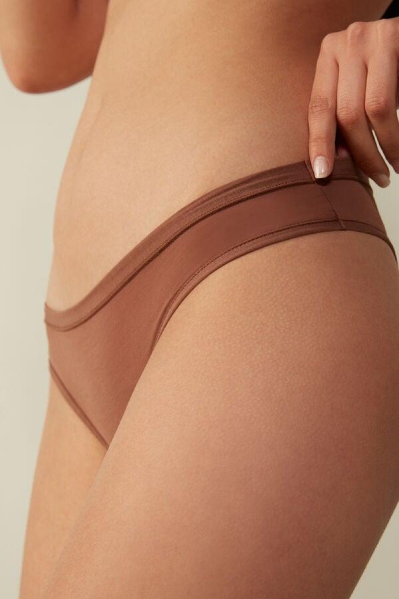 Intimissimi Brazilian in Ultralight Supima® Cotton Women's Panties Dark Beige | USA 2537VDR