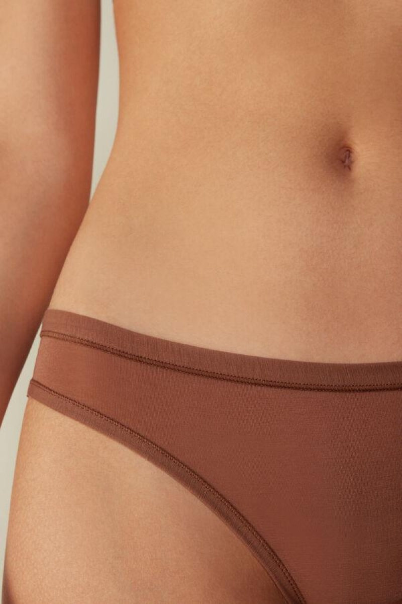 Intimissimi Brazilian in Ultralight Supima® Cotton Women's Panties Dark Beige | USA 2537VDR