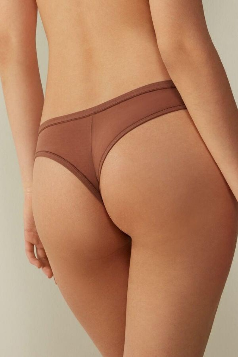 Intimissimi Brazilian in Ultralight Supima® Cotton Women's Panties Dark Beige | USA 2537VDR