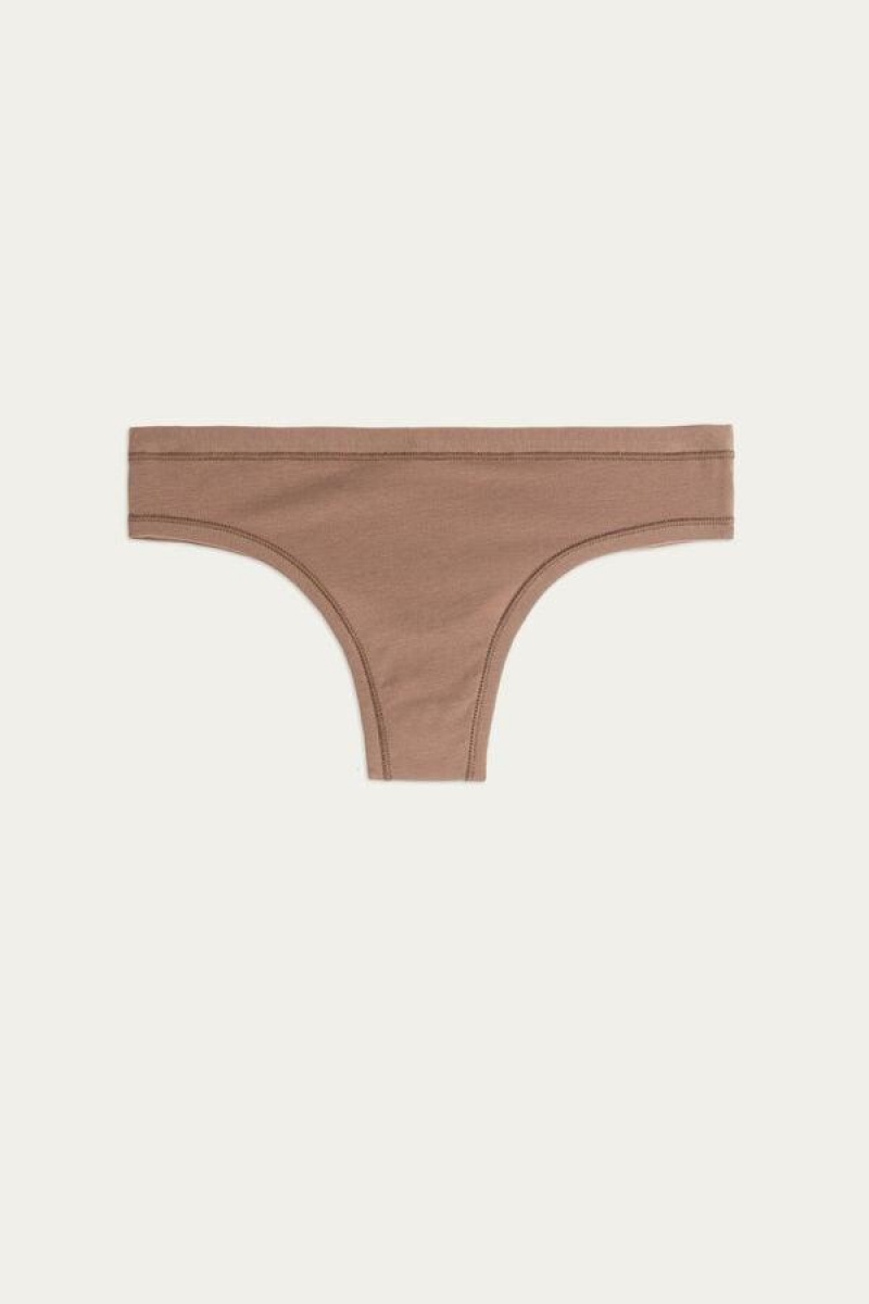 Intimissimi Brazilian in Ultralight Supima® Cotton Women's Panties Dark Beige | USA 2537VDR