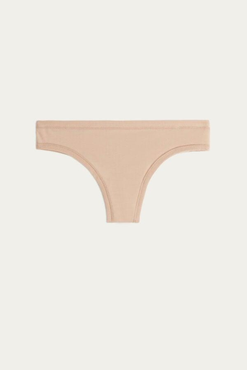 Intimissimi Brazilian in Ultralight Supima® Cotton Women's Panties Beige | USA 2539XFY