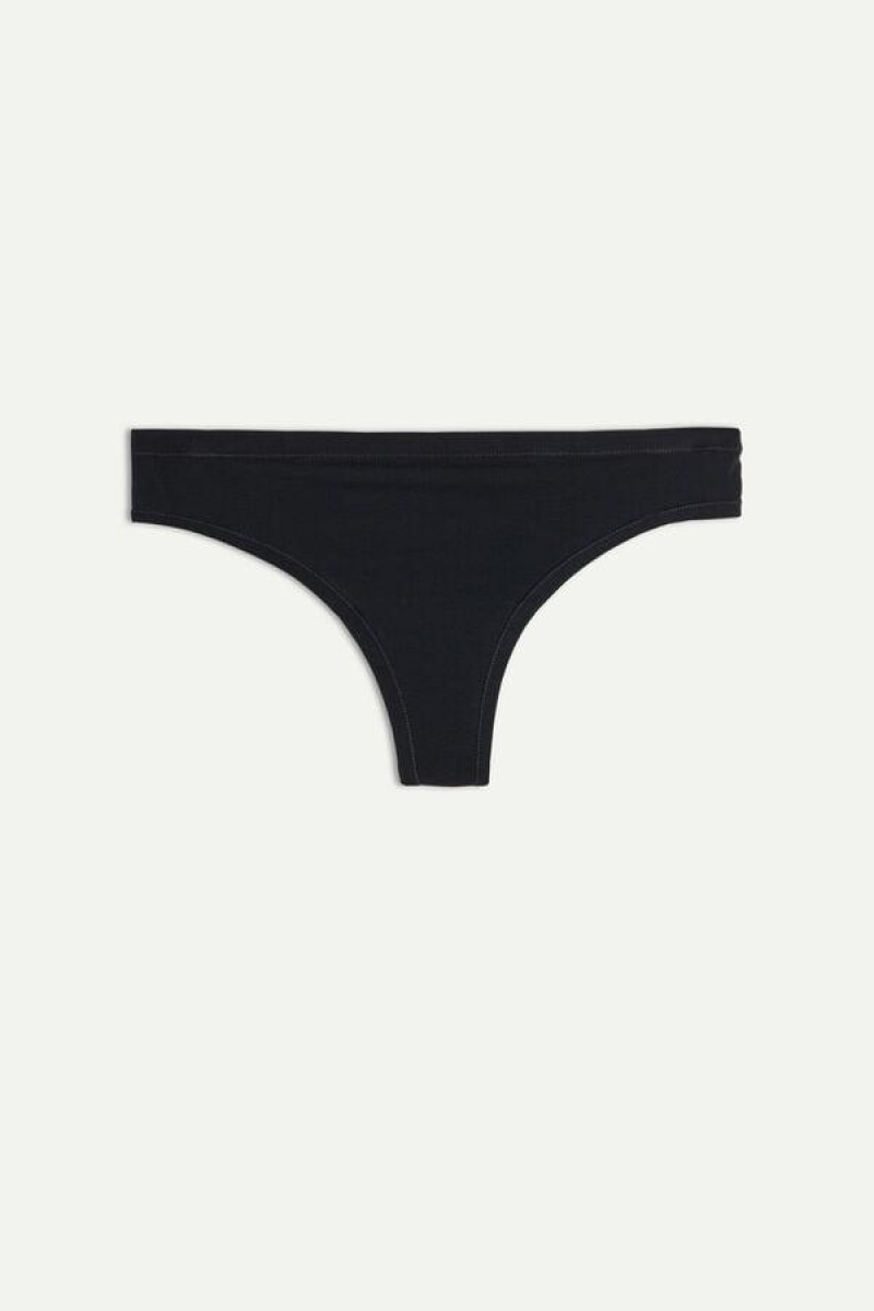 Intimissimi Brazilian in Ultralight Supima® Cotton Women's Panties Black | USA 2540ZGU