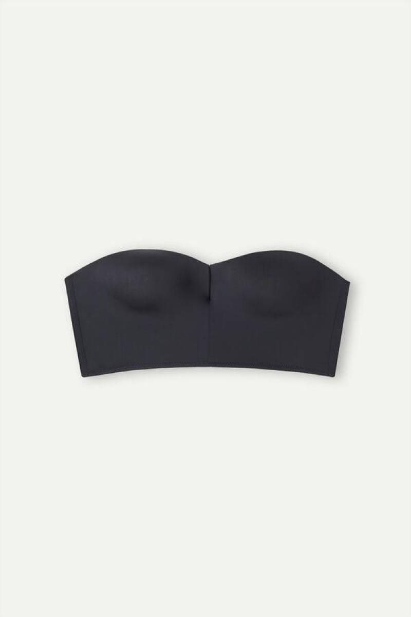 Intimissimi Bustier Top in Ultralight Microfiber Women's Bras Black | USA 1201ISZ