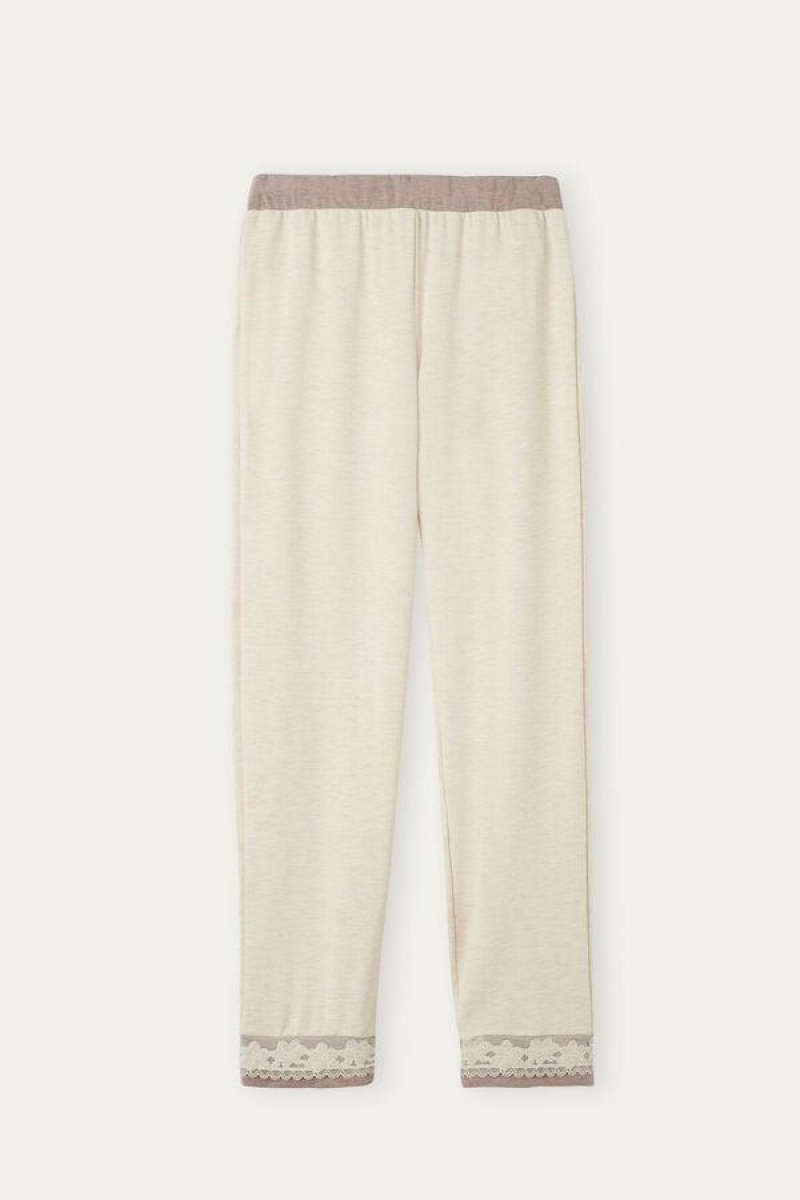 Intimissimi Classic Beauty Modal and Wool Cuffed Pants Women's Pajamas Beige | USA 2070LHT