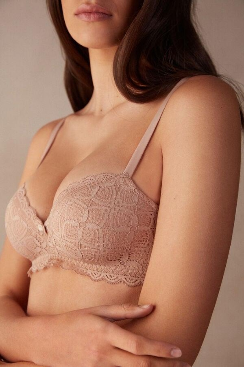 Intimissimi Claudia Balconette in Lace Women's Bras Beige | USA 1126APV