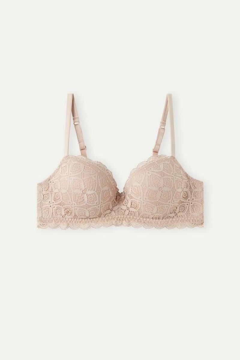 Intimissimi Claudia Balconette in Lace Women's Bras Beige | USA 1126APV