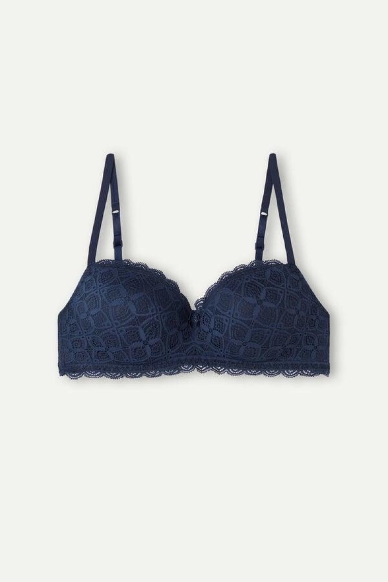 Intimissimi Claudia Balconette in Lace Women's Bras Blue | USA 1130GLQ