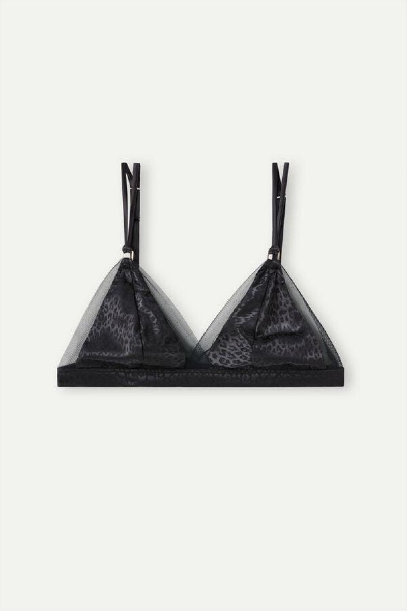 Intimissimi Cool Minimal Emma Triangle Women's Bras Black | USA 1135ZGY