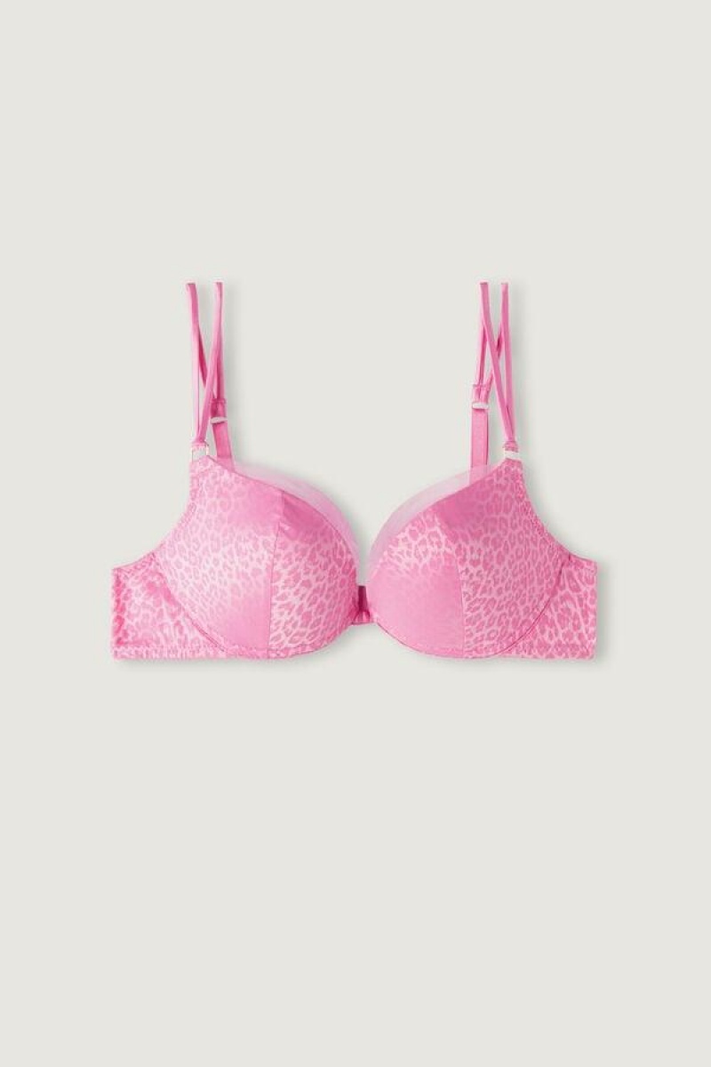 Intimissimi Cool Minimal Simona Super Push-up Women's Bras Pink | USA 1274EXG