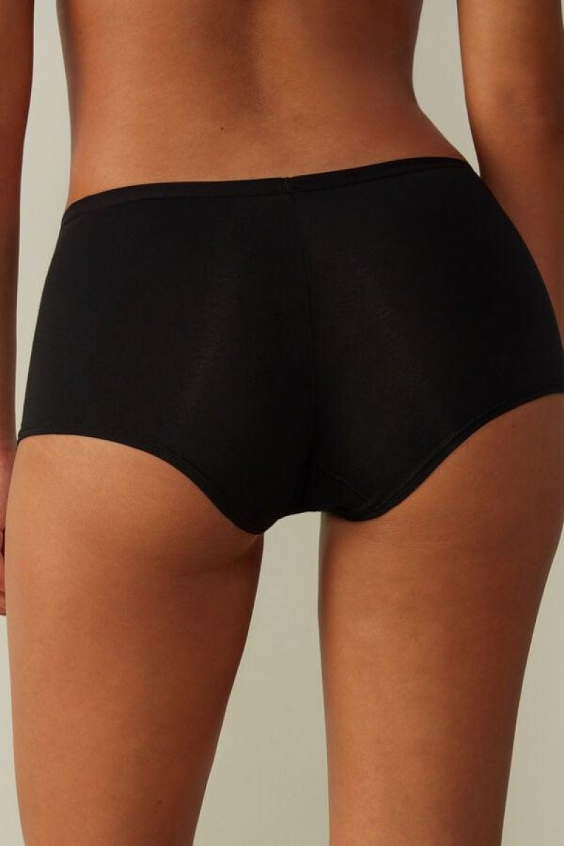 Intimissimi Cotton Boyshorts Women's Panties Black | USA 2339DNF