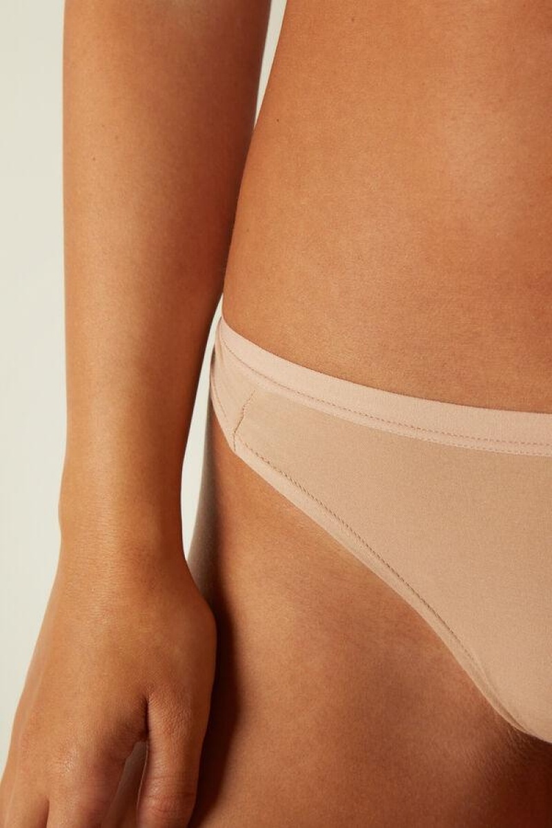 Intimissimi Cotton Brazilian Women's Panties Beige | USA 2566ZGU