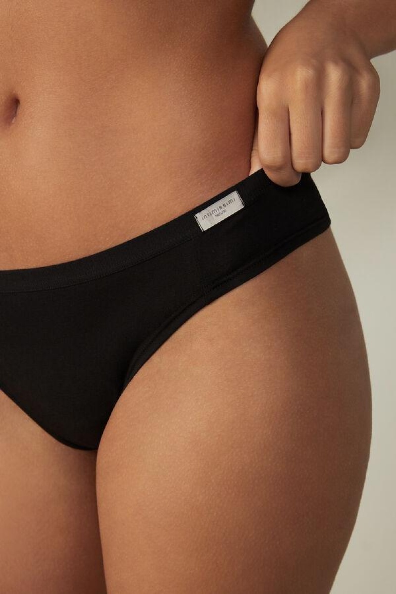 Intimissimi Cotton Brazilian Women's Panties Black | USA 2568KIO