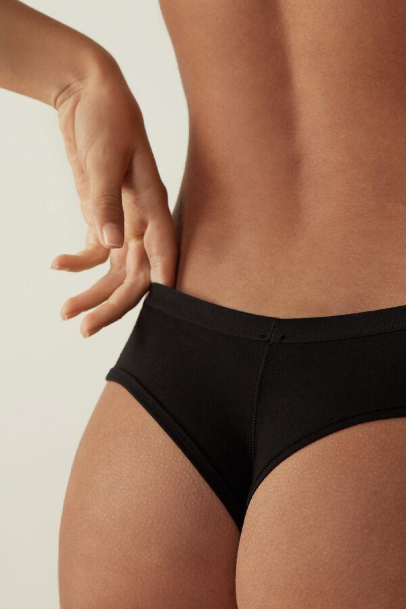 Intimissimi Cotton Brazilian Women's Panties Black | USA 2568KIO