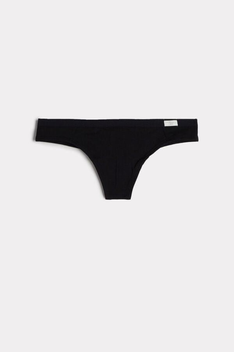 Intimissimi Cotton Brazilian Women's Panties Black | USA 2568KIO