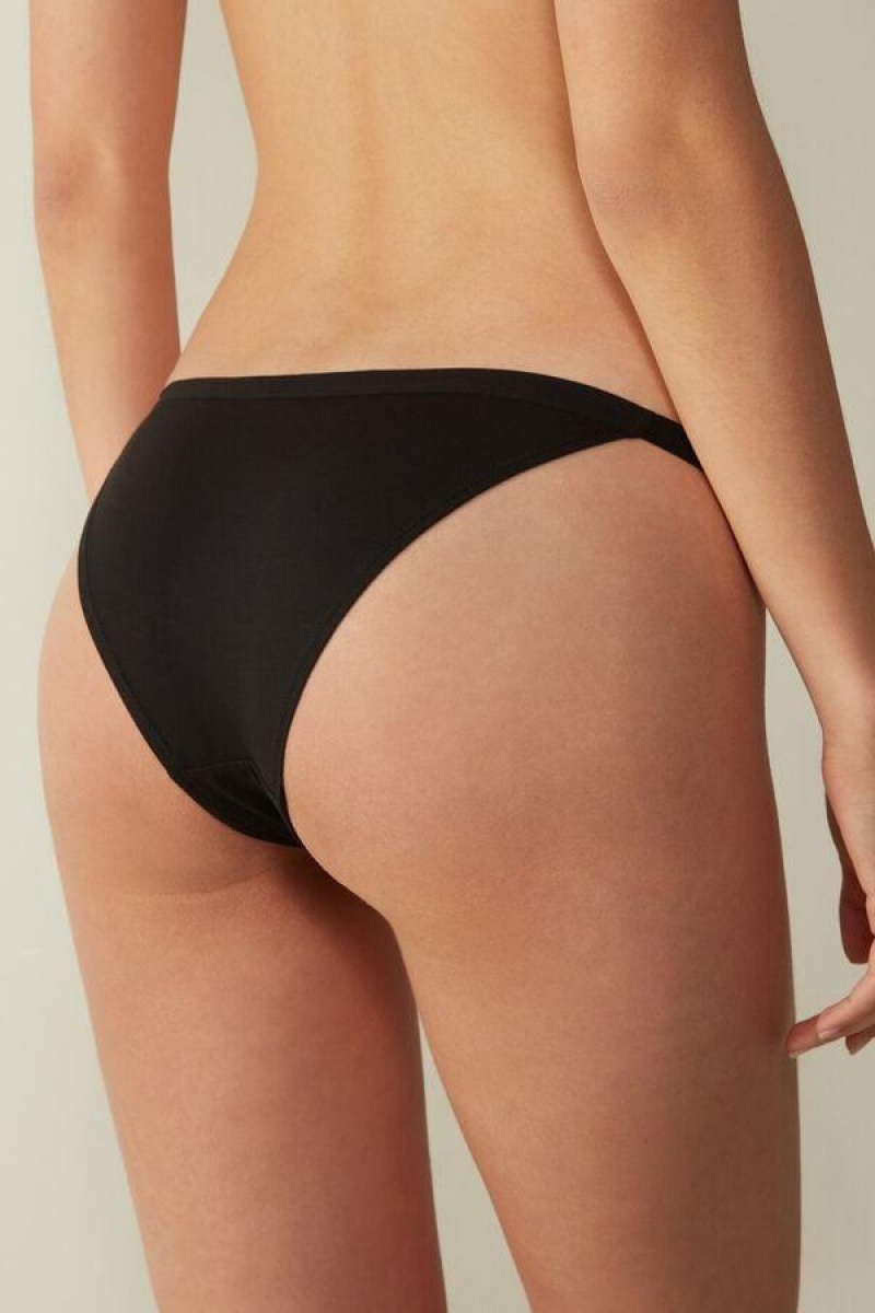 Intimissimi Cotton String Women's Panties Black | USA 2439JJP