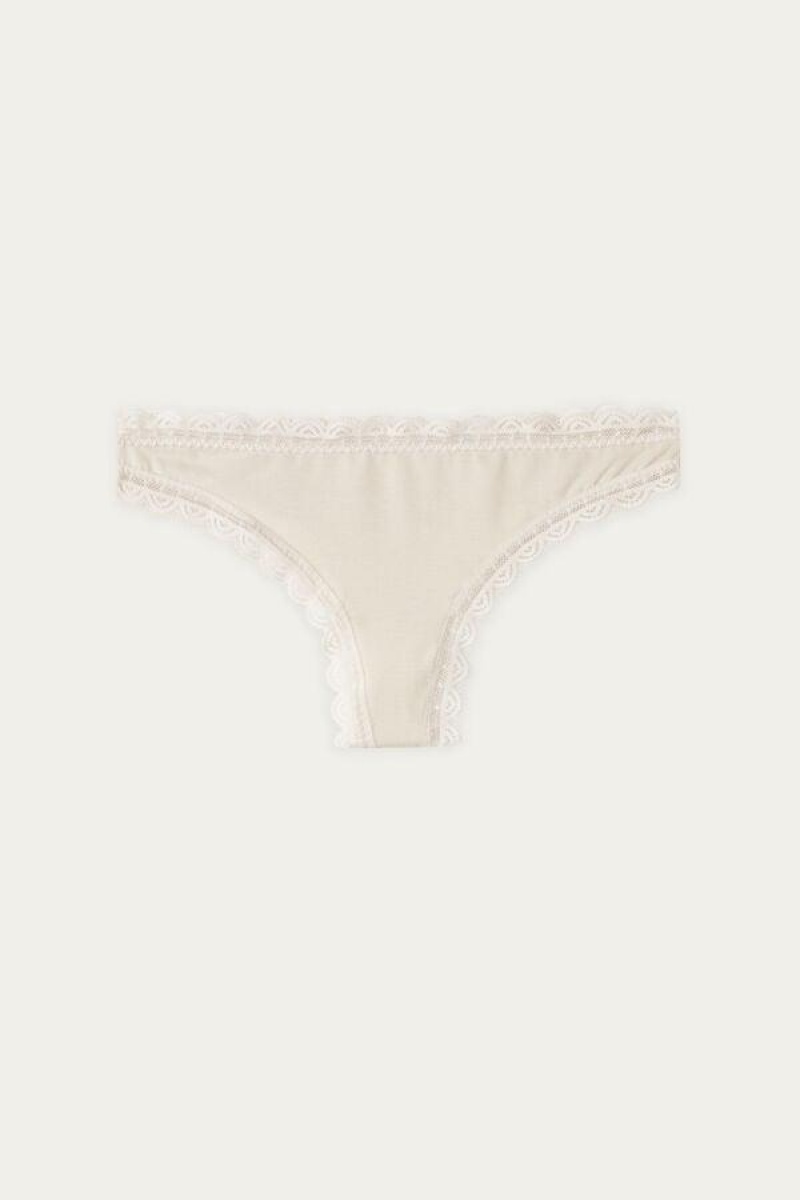 Intimissimi Cotton and Lace Brazilian Women's Panties Pink | USA 2516KIO