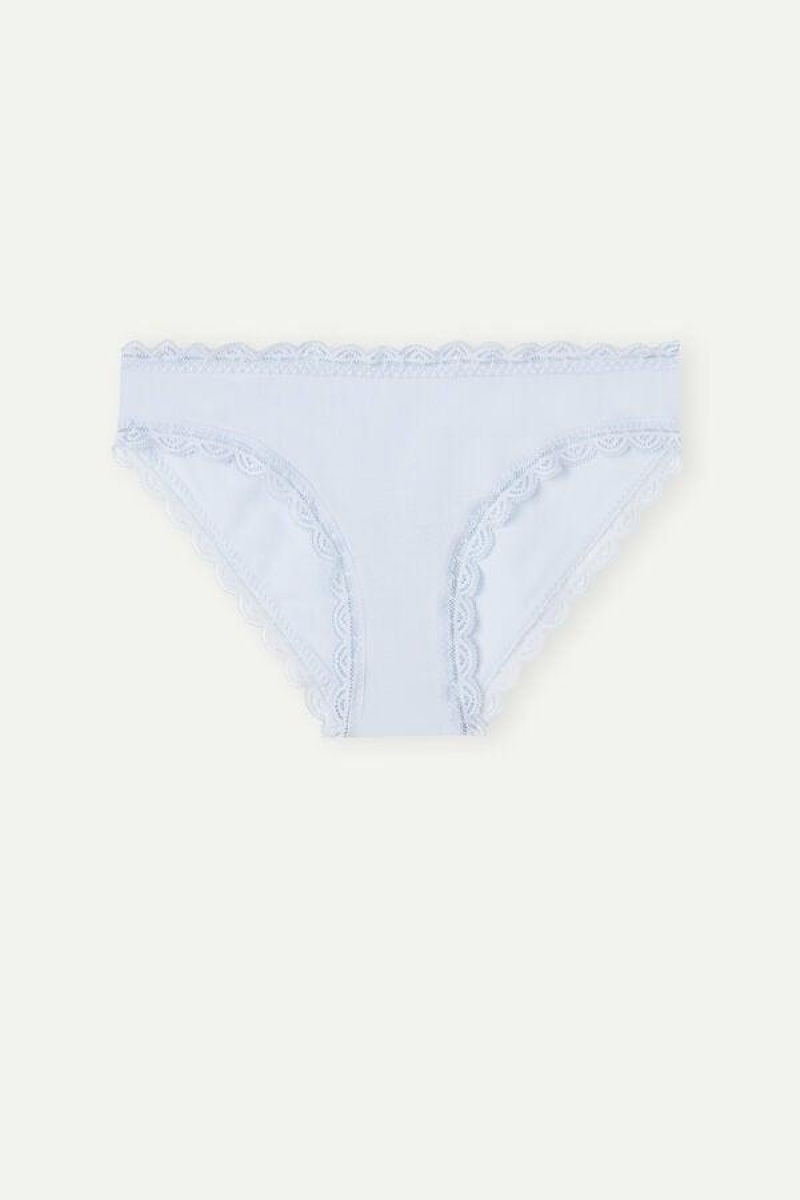 Intimissimi Cotton and Lace Women's Panties Blue | USA 2381VDR