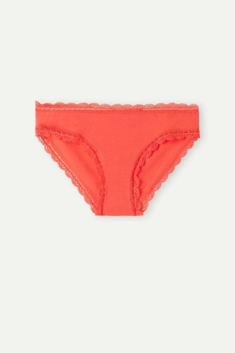 Intimissimi Cotton and Lace Women's Panties Deep Red | USA 2382CET