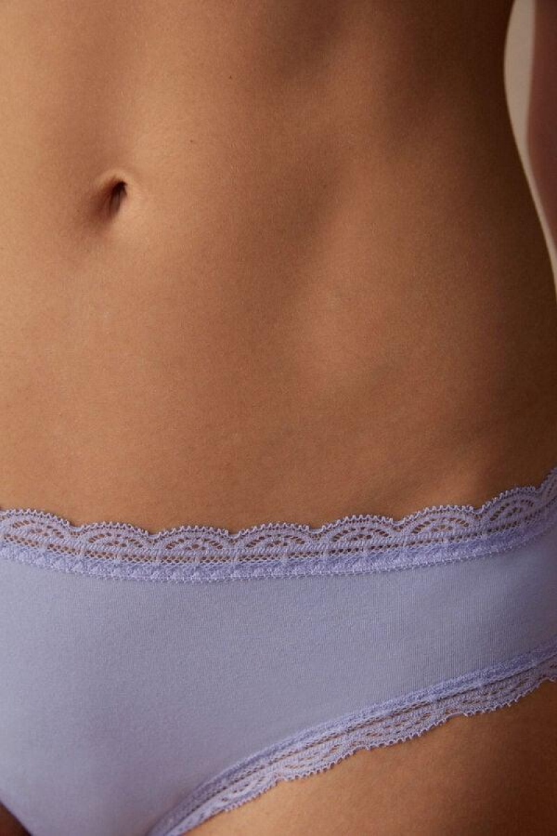 Intimissimi Cotton and Lace Women's Panties Lavender | USA 2384ZGU