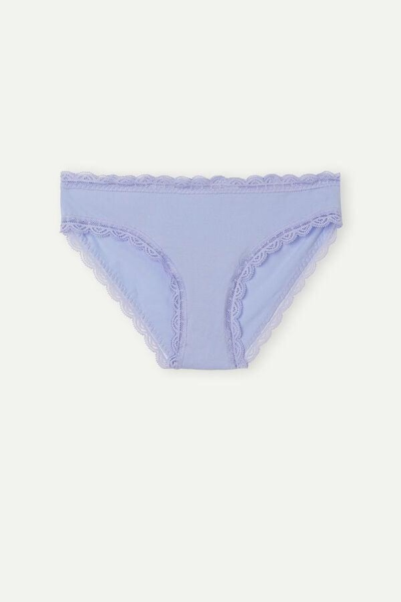 Intimissimi Cotton and Lace Women's Panties Lavender | USA 2384ZGU