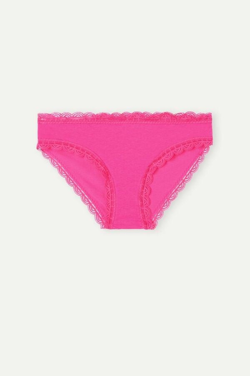 Intimissimi Cotton and Lace Women's Panties Pink | USA 2386KIO