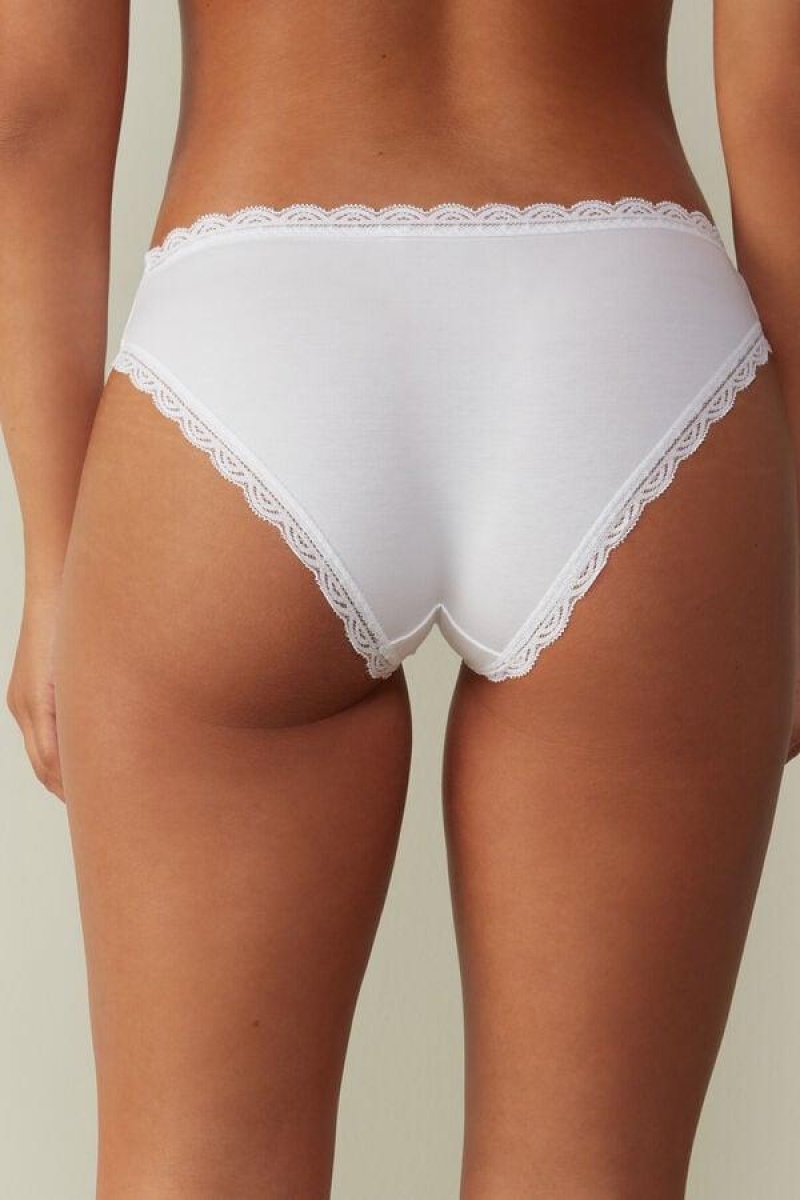 Intimissimi Cotton and Lace Women's Panties White | USA 2411LHI