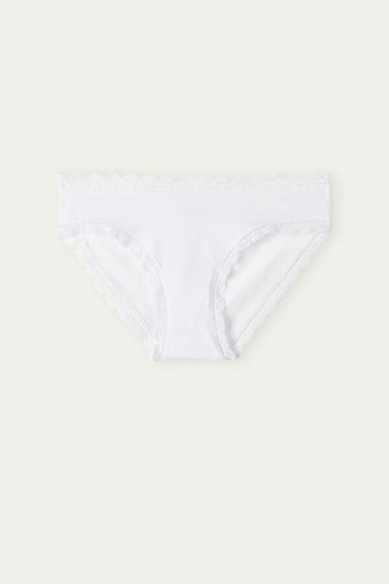 Intimissimi Cotton and Lace Women's Panties White | USA 2411LHI